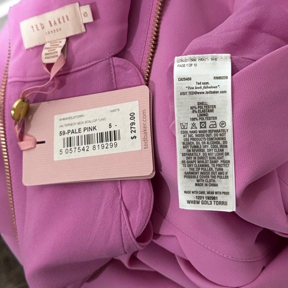 Ted Baker Torri Scalloped Neck Sleeveless Tunic Dress Purple US 12 Ted 5 $279 - Picture 5 of 15